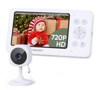 bonoch Babyphone 4,3 Pouces avec caméra, 720p, Batterie 4000 mAh, sans Wi-FI, Vision Nocturne, Audio Recto-Verso, Mode VOX, capteur de température, 8 berceuses, Zoom x2, x3, x4