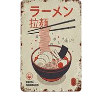 Bonoff Affiche decorative japonaise Ramen vintage - Decoration d'interieur et exterieure - Affiche murale en metal - 8x12 pouces