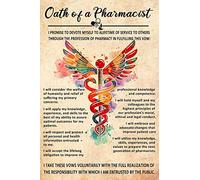 Bonoff Affiche décorative vintage en métal avec inscription « Nostalgia Serment d'un pharmacien » - 20,3 x 30,5 cm