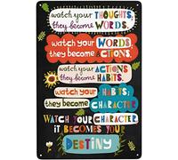 Bonoff Affiche décorative vintage en métal avec inscription « Watch Your Thoughts Watch Your Habits » - 20,3 x 30,5 cm