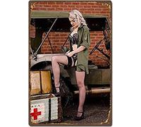 Bonoff Affiche militaire sexy Pin Up - Panneau militaire vintage en aluminium pour décoration murale de maison, café, 20,3 x 30,5 cm