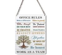 Bonoff Affiche murale en métal avec règles de bureau inspirantes Quoterustique Travail d'équipe Impression de bureau Décoration murale 20,3 x 30,5 cm