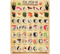 Bonoff Affiche vintage en étain The Sushi Japon - Plaque en métal vintage - Décoration d'intérieur - Affiche décorative - Affiche murale - 20,3 x 30,5 cm