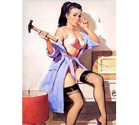 Bonoff Affiche vintage en métal Pin Up Girl Hammer Sore Thumb Décoration murale en métal Plaque de bar Pub Poster Club Tavern Shop Affiche vintage en métal 20,3 x 30,5 cm