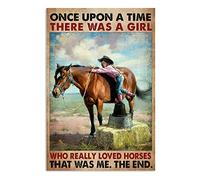 Bonoff Affiche vintage « Once Upon A Time There Was A Girl Who Really Loved Horses » - Décoration murale en étain - 20,3 x 30,5 cm