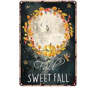 Bonoff Décoration murale vintage en métal - Plaque d'automne - Décoration d'intérieur vintage - Poster décoratif - Affiche murale - Plaque en métal - 20,3 x 30,5 cm