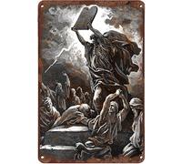 Bonoff Gustave Dore Plaque en métal Moses et les dix commandements Bible Story Décoration murale en métal 20,3 x 30,5 cm