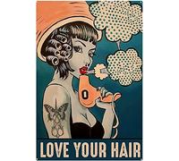 Bonoff Hair Hustlerign, coiffeur vintage, cadeau de coiffeur, décoration de coiffeur, coiffeur vintage pour la cuisine, affiche de décoration murale en métal 20,3 x 30,5 cm