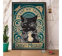 Bonoff In Cat We Trust Obey Ze Meows - Décoration murale en métal - 20,3 x 30,5 cm