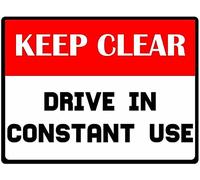 Bonoff Panneau en étain avec inscription « Keep Clear, Drive in Constant Use » - Décoration murale vintage - 30,5 x 40,6 cm
