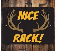 Bonoff Panneau « Nice Rack », décoration de chasse amusante, décoration de chasse, panneau pour chasse, pavillon de chasse, support Big Buck, chasseur, arme à feu - Plaque en aluminium de qualité