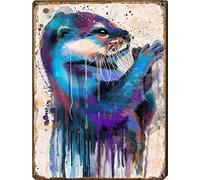 Bonoff Panneau vertical en étain pour amoureux des loutres, décoration murale de style rétro, affiche de décoration murale vintage en métal, 20,3 x 30,5 cm