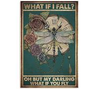 Bonoff Panneau vintage en aluminium avec inscription « What If I Fall Oh But My Darling What If You Fly » pour décoration murale de maison, café, 20,3 x 30,5 cm