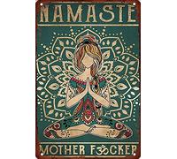 Bonoff Plaque décorative en étain Namaste Mother F Cker - Affiche en métal - Décoration murale - 20,3 x 30,5 cm