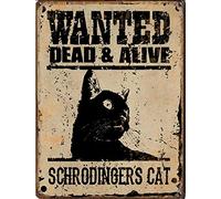 Bonoff Plaque en étain avec chat Schrodinger Dead And Alive - Impression d'animal - Décoration murale de style rétro - Affiche murale en métal - 20,3 x 30,5 cm