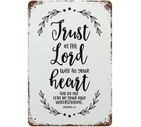 Bonoff Plaque en étain avec verset de la Bible - Impression en métal - Art « Trust In The Lord Proverbs » - Décoration murale - 20,3 x 30,5 cm