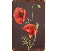 Bonoff Plaque en métal avec coquelicot rouge, 20,3 x 30,5 cm