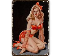 Bonoff Plaque en métal de style rétro Pinup Girl Décoration murale Pin Up Girls Tin Vintage Ic Man Cave Decor Pinup Girl Decor Wall Art Decor Poster en métal 20,3 x 30,5 cm