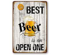 Bonoff Plaque en métal humoristique « The Best Beer is an Open One » pour cuisine, pub, café, bar, garage - 30,5 x 20,3 cm