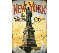 Bonoff Plaque en métal New York Statue de la Liberté Rétro Plaque en métal Vintage en aluminium pour décoration murale de maison Café 20,3 x 30,5 cm