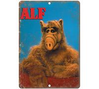 Bonoff Plaque en métal rétro en métal - Plaque vintage Alf extraterrestre des années 80 - Plaque en aluminium pour décoration murale de maison, café, 20,3 x 30,5 cm
