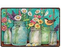 Bonoff Plaque en métal rétro vintage pour jardin, belles fleurs, lavande, tournesols, oiseaux, panneau en étain pour décoration murale de maison, bar, cuisine, pub, 30,5 x 20,3 cm