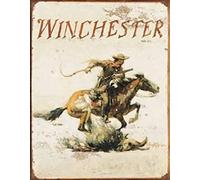 Bonoff Plaque en métal vintage avec inscription « Winchester Firearms Western Riding Cowboy » - 20,3 x 30,5 cm - Art rétro - Pour maison, bar, restaurant, café, jardin, garage