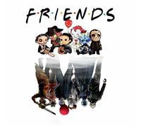 Bonoff Plaque en métal vintage avec personnages d'horreur « Friends Horror », « Happy Halloween », « Happy Halloween », « Halloween », « Horror Movie Killers » - Décoration murale vintage pour maison