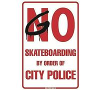 Bonoff Plaque en métal vintage Go Skateboarding Police - Plaque rétro pour garage - Décoration murale - Ancienne affiche de station d'essence - 14 x 20,3 cm