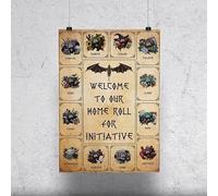Bonoff Plaque en métal vintage humoristique « Welcome To Our Home Roll For Initiative Donjons And Dragon » - 20,3 x 30,5 cm