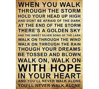 Bonoff Plaque murale vintage en aluminium avec inscription « When You Walk Through The Storm » - Décoration murale vintage - Décoration de Noël - Cadeau de pendaison de crémaillère - 30,5 x 20,3 cm