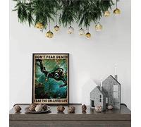 Bonoff Poster de plongée sous-marine « Don'T Fear Death Fear The Unlived Life » - Impression de plongée Lovecuba - Cadeau pour amoureux de plongée - Art mural en métal - 20,3 x 30,5 cm