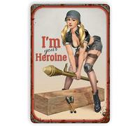 Bonoff Poster vintage en métal avec inscription « Pin Up Girl » - 20,3 x 30,5 cm
