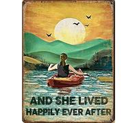 Bonoff The Girl Love Kayaking On The Sea And She Lived Happily Ever After, Kayak, Sea Raming, Kayak, Kayak, Affiche décorative vintage de style rétro 20,3 x 30,5 cm