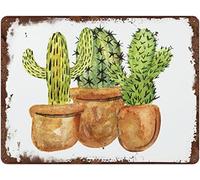 Bonoff Trio de cactus, plaque murale en métal, décoration du Sud-Ouest de Cactus en pot, décoration vintage, affiche murale décorative en métal, 20,3 x 30,5 cm
