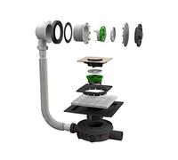 Bonomini |Colonne de Vidage Baignoire en Maçonnerie | Câble Avec Siphon | Sous-Matelas Imperméabilisant | Avec Valve Anti-Odeur |Trop-Plein Chromé