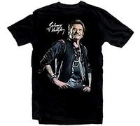 BONPUR Johnny Hallyday Star Man Black Mens T Shirt Size 3XL