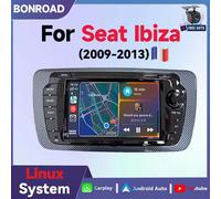BONROAD Radio de voiture sans fil CarPlay Android Auto 7 pouces avec système Linux pour Seat Ibiza 6J 2008 2009 2010 2011 2012 2013 avec AirPlay, navigation GPS, DSP, Bluetooth, Mirrorlink, fonction F