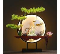 Bonsaï Artificiel avec Anneau de Lampe LED, Faux Pin de Bienvenue Zen en Pot, Décoration Moderne Cadeau de Pendaison de Crémaillère