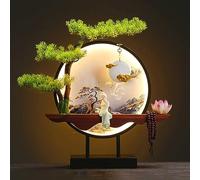 Bonsaï Artificiel avec Anneau de Lampe LED, Faux Pin de Bienvenue Zen en Pot, Décoration Moderne Cadeau de Pendaison de Crémaillère