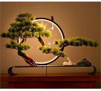 Bonsaï artificiel avec lampe LED pour décoration intérieure, pin artificiel en pot pour maison, bureau ou chambre à coucher, avec encens à refoulement pour une ambiance zen