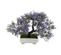 Bonsaï artificiel de pin dans un pot en plastique pour la maison et le bureau, offrant un effet décoratif réaliste et sans entretien (violet)
