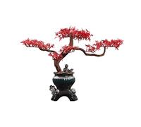 Bonsaï Artificiel en érable Rouge de Style Chinois avec Pot de Fleurs en céramique, Fausses Plantes en pin en Pot pour la décoration de la Maison et du Bureau