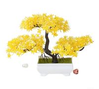Bonsaï artificiel en fleur de prunier pour mariage et décoration d'intérieur en plein air avec matériau et design réaliste pour un placement facile sur différentes surfaces (jaune)