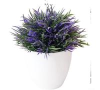 Bonsaï artificiel en forme de boule de 13 x 14 cm en maille pour décoration de maison, salon, bureau, fausse fleur en plastique (violet)