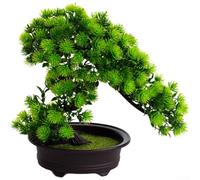 Bonsaï artificiel en pin synthétique - Décoration de bureau pour la maison et le bureau - 26 cm de haut - Design réaliste - Matériau plastique - Faible entretien - Aucun entretien nécessaire