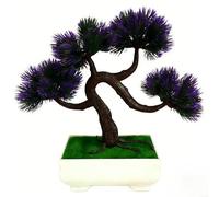 Bonsaï artificiel en plastique avec fausse griffe de dragon - Décoration d'intérieur réaliste pour bureau, étagère, pas besoin d'eau - Légère - Décoration d'intérieur (orchidée violette)