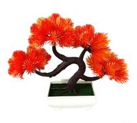 Bonsaï artificiel en plastique avec fausse griffe de dragon - Décoration d'intérieur réaliste pour bureau, étagère, pas besoin d'eau - Légère - Accent de verdure d'intérieur (orange-jaune)