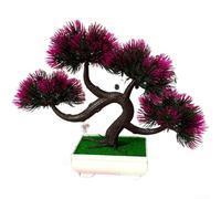 Bonsaï artificiel en plastique avec fausse griffe de dragon - Décoration d'intérieur réaliste pour bureau, étagère, pas besoin d'eau - Légère - Décoration d'intérieur (rouge violacé)