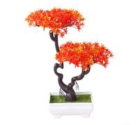 Bonsaï artificiel en pot pour bureau, décoration d'intérieur, bonsaï réaliste en soie, pas besoin d'eau, petite plante décorative de 27 cm de haut, multicolore (coucher de soleil)